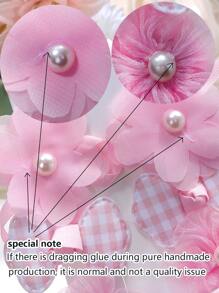 多件装粉色花朵发圈，布艺蝴蝶结发绳，甜美女孩发饰，可爱弹力发带，日常发饰 - 粉色 - 查看 7