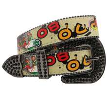 Retro 70 80 Printed Belt, Punk Pin Buckle Waistband For Jeans, Y2K Belt