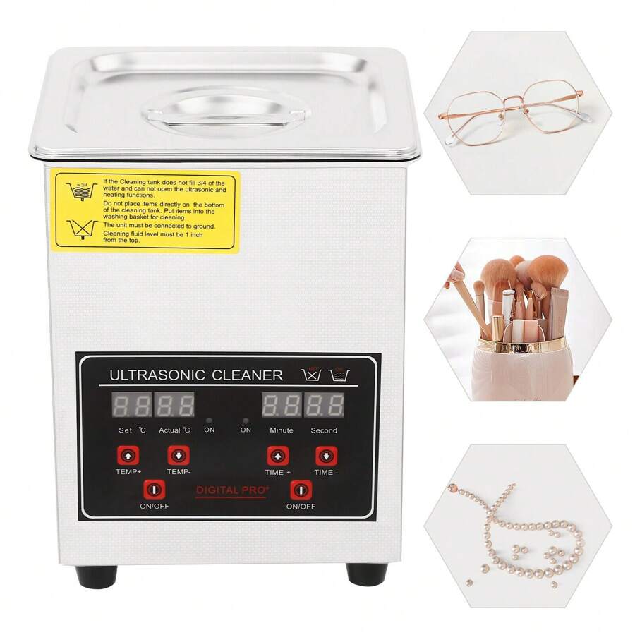 0.53 Gallon Ultrasonic Cleaning Machine Cleaner 40khz With Time Setting Function - Silver - View 1