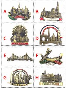 1pc Antique Bronze World Travel Landmark Magnetic Refrigerator Sticker, Magnetic Fridge Sticker With Landmark Building, Creative Architecture Logo Magnet - Multicolor - View 3