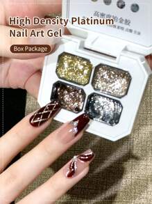 annies 四宫格金属凝胶线美甲银色青铜金色镜面铬色3D效果凝胶指甲油金属彩绘 - 彩色 - 查看 8