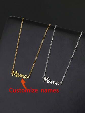 One Piece Custom Personalized Stainless Steel Name Necklace - Choose Your Font, Perfect Gift For Birthdays And Mother's Day, Best Choice For Valentine's Day, Multi-Functional, Ornamental, Letter, Stylish, Modern, Colorful, Kawaii, Adorable, Cute, Casual, Custom, Personalized, Unique, Customized, Son, Daughter