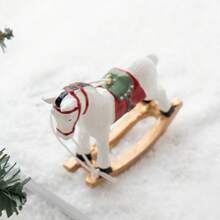 Horse Ornaments For Christmas Tree Cute Rocking Horse Figurines Hanging Ornaments For Home - White - View 3