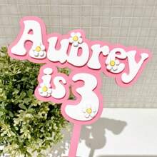 1pc Personalised Double Layer Acrylic Cake Topper, Daisy Flower Cake Topper, Groovy Birthday Custom Name Cake Topper, Dessert Table Decor For Parties, Ornamental Baking Accessory, Customized Cake Topper, Glitter Cake Toppers - Multicolor - View 9