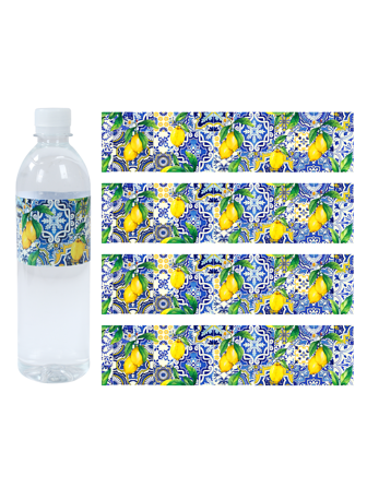 10/24 Etiquetas engomadas de botellas de agua con diseño de limón, etiquetas engomadas impermeables para decoración de fiestas de cumpleaños, baby shower, revelación de género, primavera y verano