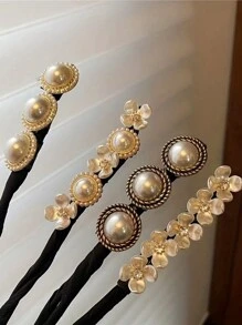 Set de pasadores de pelo con perlas falsas y cristales elegantes, kit DIY para hacer moños de pelo, accesorios versátiles para pasadores de pelo adecuados para trenzas, moños y todos los estilos de cabello, decoración del hogar y el baño