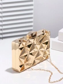 1pc Fashion Metal Hard Case Evening Clutch, Women Bride Luxury Elegant Refined Crossbody Bag, Suitable For Wedding, Party, Ball, Birthday Gift, Valentine's Day Gift, Dress Matching, Holiday, Prom Bag For Party
