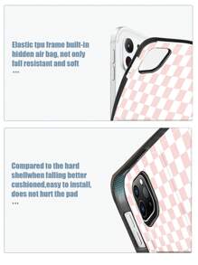 1pc Personalized Customized Letter Plaid Protective White Tablet PU Leather Case Compatible With IPad Pro 13, IPad Air 13 Models - White - View 7