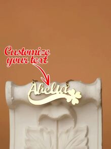 优雅可定制 18K 镀金不锈钢四叶草吊坠项链 - 个性化英文名字，适合情人节、圣诞节、周年纪念和毕业礼物 - 彩色 - 查看 2