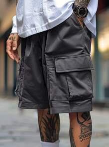 Pantalones cortos cargo de moda para hombres, sueltos