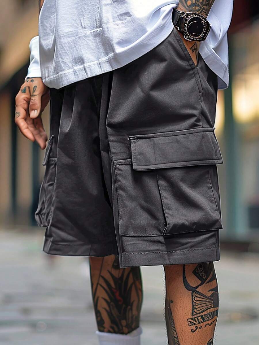 Pantalones cortos cargo de moda para hombres, sueltos