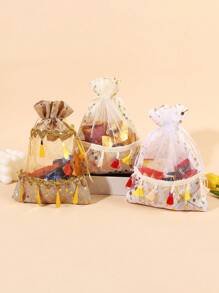 Paquete de 1/3, bolsa de regalo del Festival de la Luna con bolsa de caramelos de dibujos animados y bolsa de almacenamiento con cordón. Para organizar caramelos, bocadillos, joyería pequeña, anillos y pendientes, decoraciones navideñas, bolsas de regalo