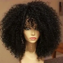 16" Short Curly Afro Kinky Wig, Multi-Color Fluffy Synthetic Fiber Wig, Suitable For Daily Wear, Holiday, Wedding, Birthday, Party, Halloween Costume - 彩色 - 查看 29