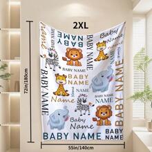 1pc Custom Name Blanket For Kids, Customized Cartoon Animal Pattern Blankets, Personalized Children'S Blanket, Personalized Flannel Throw Blankets, Personalized Gifts For Girl, - Style a - View 12