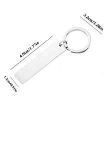 1pair Of Customizable Stainless Steel Metal Bar Keychains, Laser Engraving Materials, Choice Of Couple Patterns, Custom Text Keychain Bag Pendants.