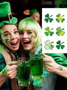 St. Patrick's Day Shamrock Temporary Tattoos - Waterproof & Long-Lasting Face, Arm, And Hand Stickers For Irish Party Favors