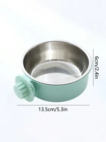 PETSIN 1pc Stainless Steel Hanging Dual-Purpose Pet Bowl With Anti-Spill Fixation For Dog Crate Use