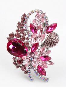 1pc Luxury Fashion Women Shiny Rhinestone Brooch Lady Crystal Suit Coat Corsages