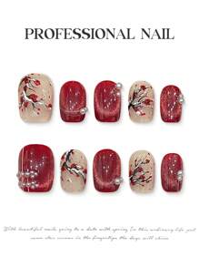 10Pcs Glossy Red Cat Eyes Short Press On Nails With Natural And Smooth Edge Nails For Shopping Traveling Dating Nail Supplies Nails