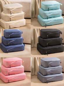 3件套旅行压缩衣物收纳袋，便携式多功能行李袋，可收纳鞋子和衣服，轻松旅行，轻松收纳，精美花卉图案，轻巧便携，坚固耐用。适合居家和旅行使用。