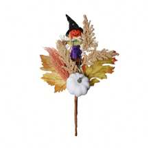Halloween Artificial Flower Picks, Picks Stems With Pumpkin Witch Decor For Vases Floral Arrangement DIY Centerpieces Decor - White - View 1