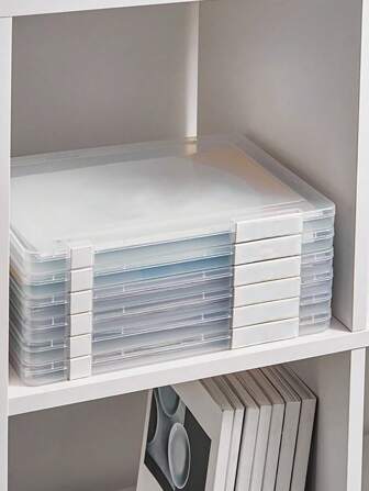 1pc Transparent File Storage Box,Large Capacity Desktop Organizer Stationery Storage Box - Waterproof & Tearproof, Perfect For Art Supplies, Office Documents & Travel Essentials, Reusable Self-Sealing Storage Pouches,Desk Organiser,Pencil Case,Pen Holder,Plush Pencil Case,Pencil Case Cute,Office Desk Organiser,Material,Marker Organizer