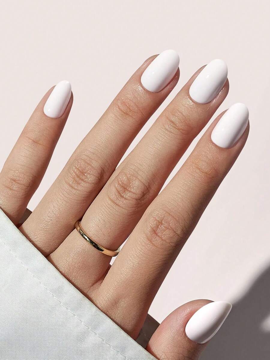 ARTAUG 短款椭圆形白色软胶美甲贴纸，完美贴合，Pure Nails 美甲护理产品美甲用品