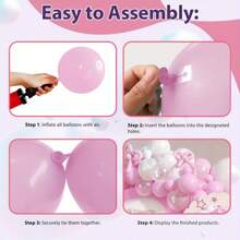 Kit de 109 piezas de arco de globos elegante rosa y blanco con cintas de satén y acentos de estrellas, ideal para duchas, bodas y cumpleaños. Incluye pancarta "Oh" y decoraciones para soporte de pastel, globos de cumpleaños - Multicolor - Ver 9