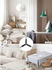 4 Pcs/Pack Bed Sheet Fasteners, Adjustable Elastic Triangle Metal Fixing Clip,Flexible Bedding Suspenders Gripper Holder Straps Clip,Curtains Sofa Mat Fixing Device,Practical Invisible Non-Slip Sheet Straps - Multicolor - View 5