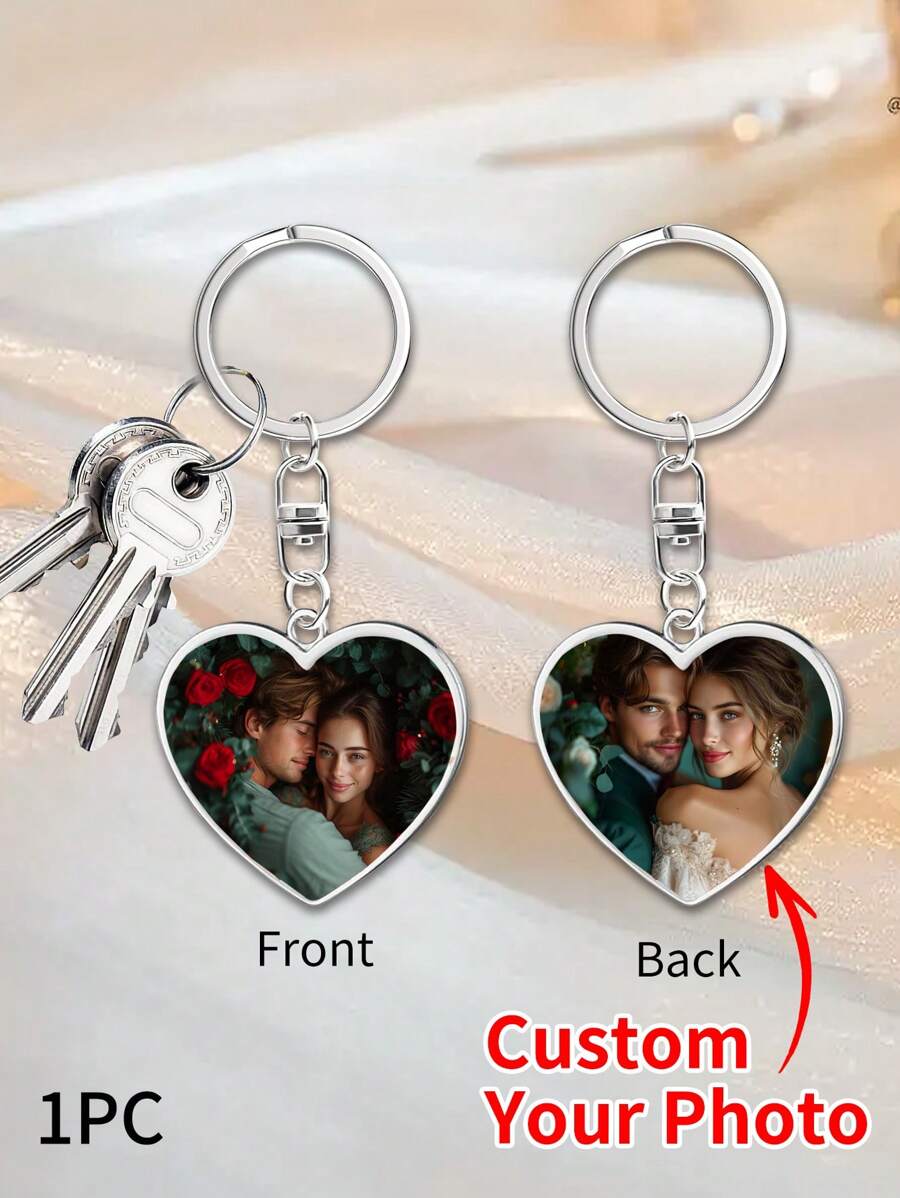 LICVIC 1/2 pezzi Portachiavi a forma di cuore personalizzato con foto su entrambi i lati, portachiavi personalizzati con foto, portachiavi in acciaio inossidabile personalizzabili, portachiavi personalizzabili per donne, 7x4cm, regali per il fidanzato, articoli sotto i 5 dollari, portachiavi per auto, inciso, acciaio inossidabile, colorato, carino, adorabile, divertente, kawaii, stile Y2K, stile, unisex, casual, personalizzato, personalizzabile, regali ideali per lui, per l'ufficio, per la scuola, per l'aula, per i regali degli insegnanti, per l'università, per i colleghi, per le camere del dormitorio - Stile A - Visualizzare 1