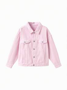 Balabala 吐溫女孩牛仔夾克，時尚春季外套 - 紅色調 - 查看 1