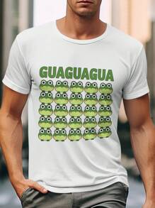 Guaguagua Frog Graphic Tee 220g Cotton Casual Short Sleeve T-Shirt Comfortable Breathable Printed Jersey For Men And Youth