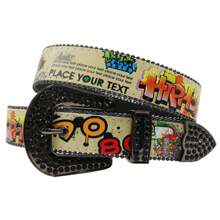 Retro 70 80 Printed Belt, Punk Pin Buckle Waistband For Jeans, Y2K Belt