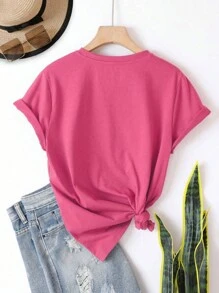 定制女士短袖T恤，可添加您的文字（数字/姓名/语录/特殊句子/趣味句子/标语等），选择您喜欢的颜色和字体，设计您专属的个性化印花T恤，作为送给女朋友的礼物。男士基础款/街头风T恤，是送给男友、家人、朋友的理想礼物，适合生日、度假/节日、学校/比赛、运动/攀岩等夏季场合，也可作为健身服穿着。 - 玫紅色 - 查看 3