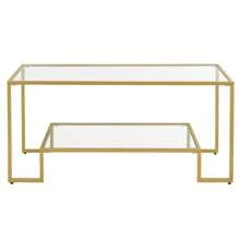 VASAGLE Glass Coffee Table With Storage For Living Room, Tempered Glass Surface, Steel Frame, 100 X 55 X 45 Cm, Golden Color - White - View 8