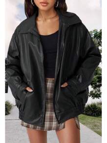 Womens Oversized Leather Jackets Faux Suede Fall Fashion Motorcycle Coats Winter Outfits Clothes Tops