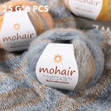 6 Balls Pack 150g (25g*6) Ombre Mohair Blended Yarn, Multicolor Rich, Suitable For Knitting/Crocheting Scarves, Hats, Sweaters, Shawls, Vests, Coats, Skirts And DIY Crafts, Home Goods