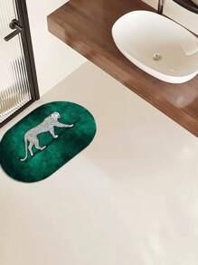 1 件浴室丝滑吸水地毯，椭圆形，清新花卉印花，适用于卧室、客厅、书房、厨房、餐厅和浴室，快干易清洁 - 綠色 - 查看 15