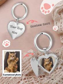 1Pc Personalized Custom Heat Transfer Photo Heart-Shaped Keychain, Which Adopts The Dual Processes Of Heat Transfer Printing And Laser Engraving. The Heart-Shaped Appearance Is Cute, Unique, Fashionable, Simple And Personalized, And There Are Multiple Colors Available For Selection. It Is Suitable For Birthday Gifts, Valentine'S Day, Anniversaries, Mother'S Day And Father'S Day. It Is Very Suitable To Be Given To Parents, Friends And Loved Ones.