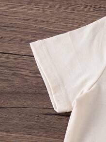 2pcs/Set Girls Casual Bow Decor Printed T-Shirt And Shorts Outfit, Outdoor Suit For Spring/Summer