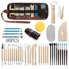 40 pezzi Premium Kit di strumenti in ceramica per ceramica, scultura e arte della creta - Set completo con strumenti per puntinare, pennelli per modellare e borsa da vita portatile - Ideale per adulti e amanti del fai-da-te, regalo per artisti e principianti del craft, regalo perfetto per compleanni e festività, adatto per San Valentino, Natale, Ognissanti