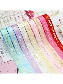 1 rolă, panglică de 5 yarzi pentru mame, panglică albastră, albă și roz cu mesajul "La mulți ani de Ziua Mamei", pentru împachetarea cadourilor, Ziua Mamei, Ziua Îndrăgostiților, cadouri de petrecere, panglici pentru buchete, rechizite pentru artizanat, material textil, material pentru buchete de mireasă lucrate manual, cutie de cadouri cu flori, curea de împachetat cu fundă, materiale pentru ambalaj cadouri