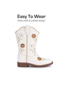Girls Cowgirl Boots Kids Mid Calf Western Boots Riding Shoes For Toddler/Little Kid/Big Kid - 白色 - 查看 8