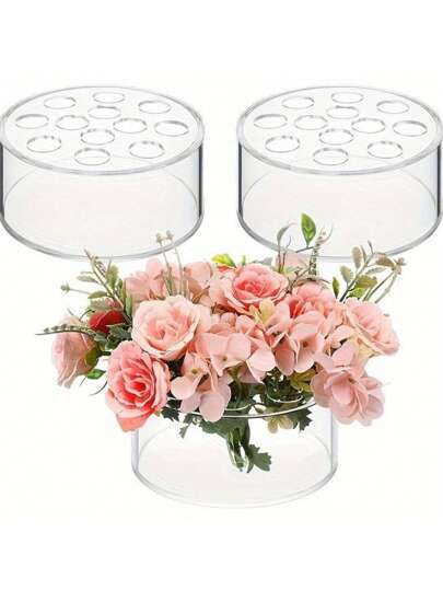1pc Clear Acrylic Flower Vase - 12-Hole Round Design, For Dining & Wedding Decor, Perfect For Home & Party Celebrations Home Decor Room Decor Glass Vase