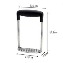 Pulsador de patatas de acero inoxidable, machacador de patatas prensado, triturador de puré, fabricante de jugo de frutas, triturador de patatas suave, gadget de cocina 7NBK - Plateado - Ver 2