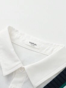 Balabala Tween Boy Preppy Contrast Stripe Knit Sweater