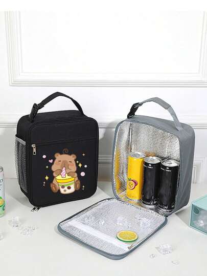 可爱的水豚保温午餐袋 - 容量大，隔热，可调节肩带，适合办公室、学校、户外野餐 - 理想的返校或万圣节礼物，实用，图案，户外，大学，办公室，休闲