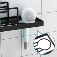 1pc Kitchen Towel & Dishcloth Drying Rack, Slouchy Draining Organizer, Wall-Mounted Rag Storage Holder, No-Drill - Black - View 5