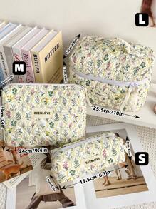 1Pc/Set Vintage Delicate Floral Quilted Makeup Bag, Large Capacity Travel Toiletry Pouch With Handle, Multi-Functional Cosmetic Storage Bag For Lipstick, Jewelry, Tissues, Sanitary Napkins, Toiletry Bag For Travel, Daily Use, Perfect Gift For Valentine's Day, Mother's Day, Anniversary, Vacation, Daily Use, New Style 2025 (Random Cutting).