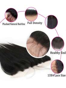 13x4 蕾丝前额直发人发 1 件/包 预拔透明蕾丝前额人发 未加工巴西处女人发蕾丝前额 自然色